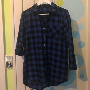 Long black and blue flannel